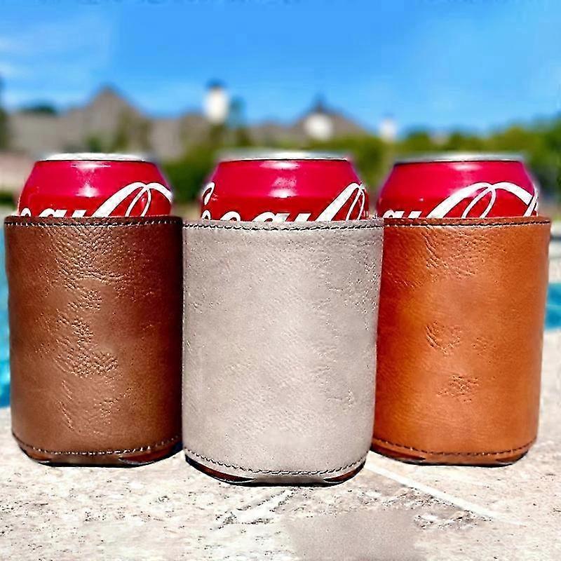 3 Pack Leather Can Sleeves Beverage Holder for Engraved Can Cooler 2025