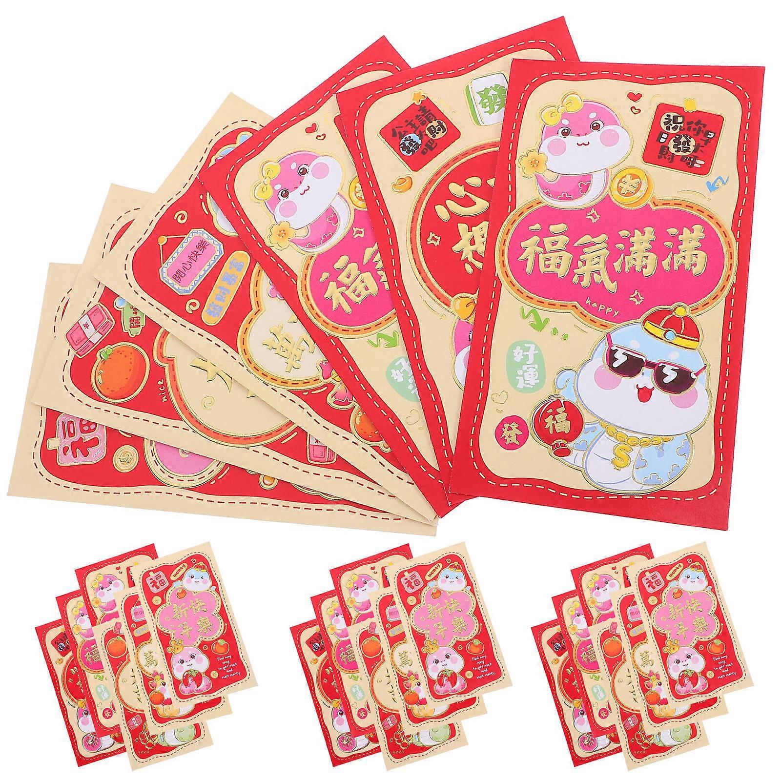 Spring Festival Red Packet Money Envelopes for New Year 90Pcs Paper Red Envelope