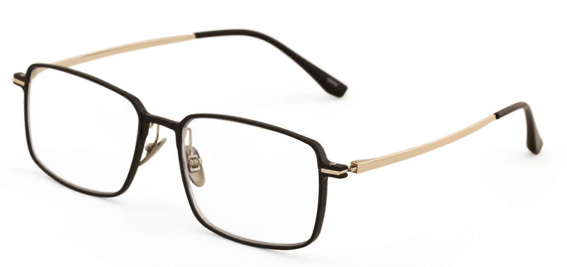 Men Aluminum Optical Frame Wide Fitment Reading Glasses with Titanium Temple Rectangular 144MM Ti02 +2.25