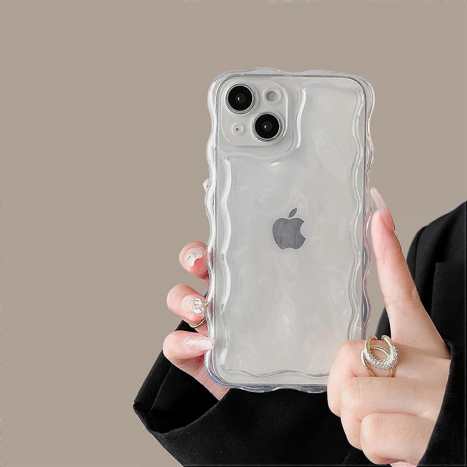 Cute 3D Transparent Meteorite Bubble Case for compatible with iPhone 14 Pro, Soft TPU Shockproof Clear Case with Water Ripple Pattern, 6.1 Inch