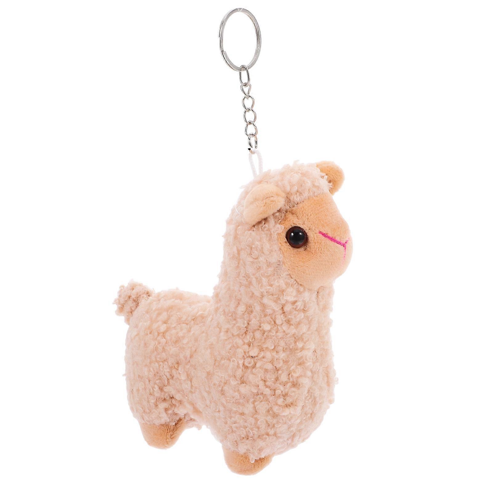 5Pcs Hanging Plush Alpaca Keychain Decoration Daily Use Soft Material Khaki
