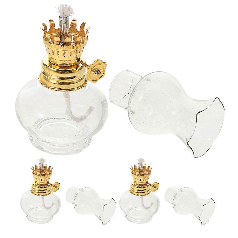 Glass Oil Lamp Vintage Kerosene Lantern for Indoor Emergency 3Pcs Set