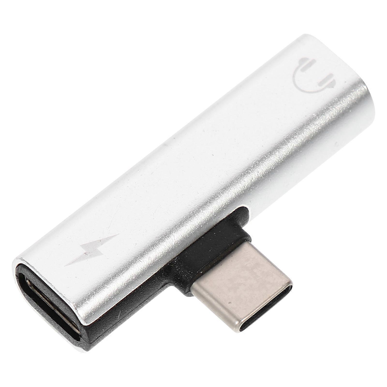 2-in-1 Type-C To 3.5mm Headphone Adapter 2Pcs For Friends Family Co-workers Everyday Use Silver Material