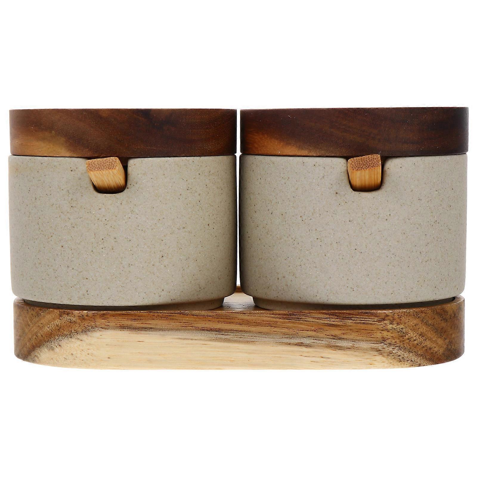 Household Condiment Jars Seasoning Canisters for Storage Use 2Pcs with Lids