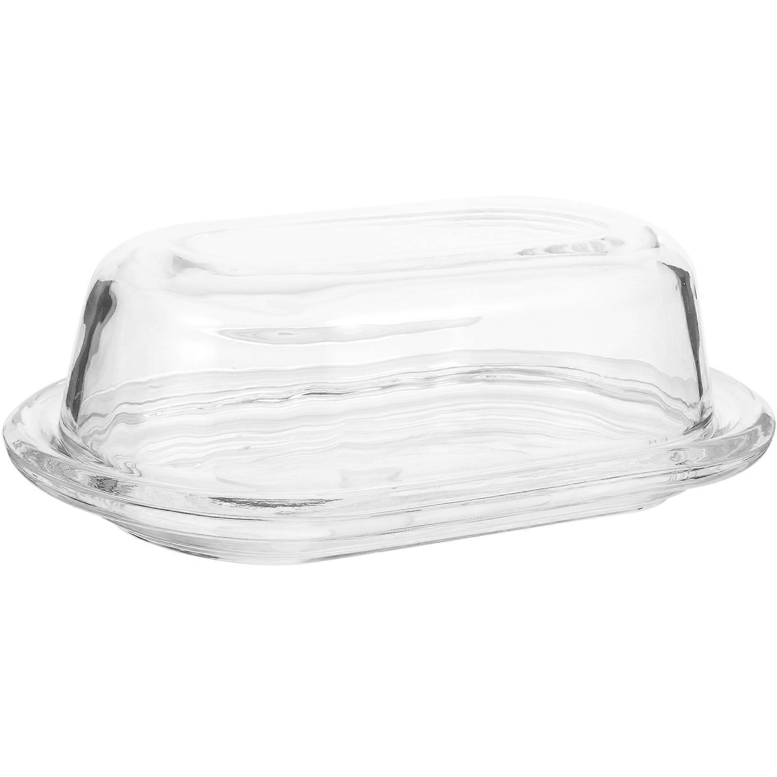 Transparent Butter Preservation Dish With Lid For Kitchen Use 19.5X13cm Oval Smooth Surface 1 Set