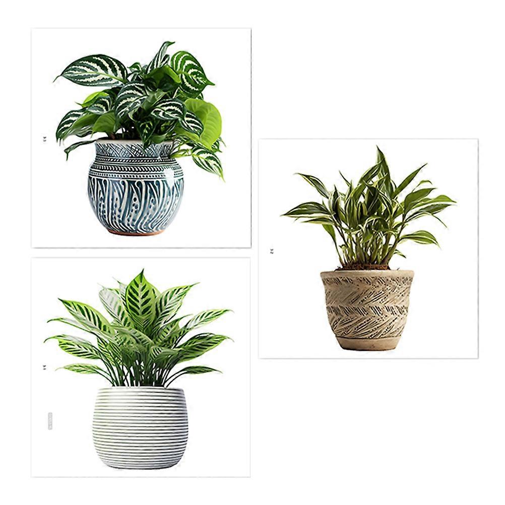 Static Cling Wall Stickers 12 Pcs Creative Design Potted Plants Double-Sided Visibility Durable Homeowners