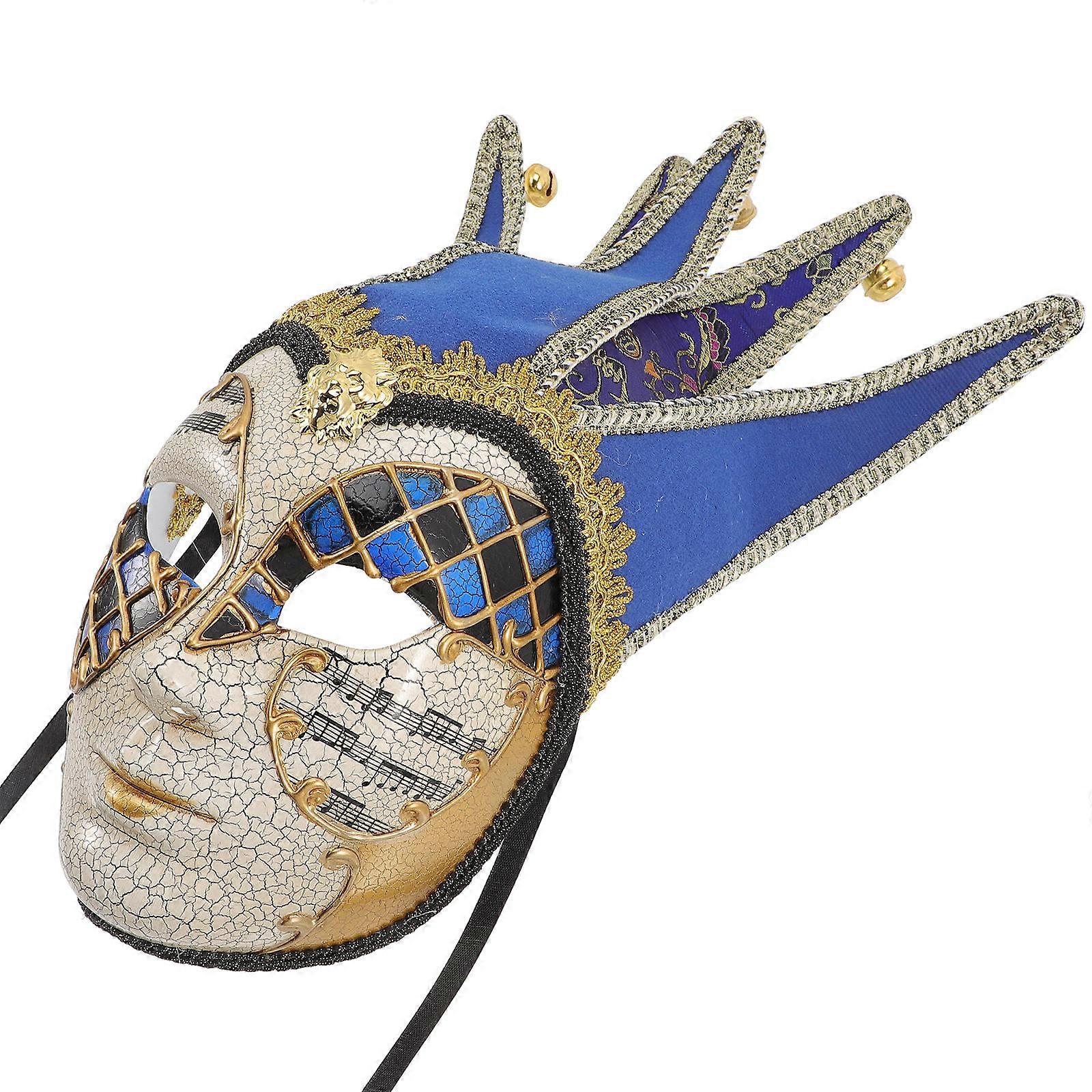 Venetian Full Face Masquerade Mask For Festivals And Occasions In Blue Color Costume Accessory 1Pcs