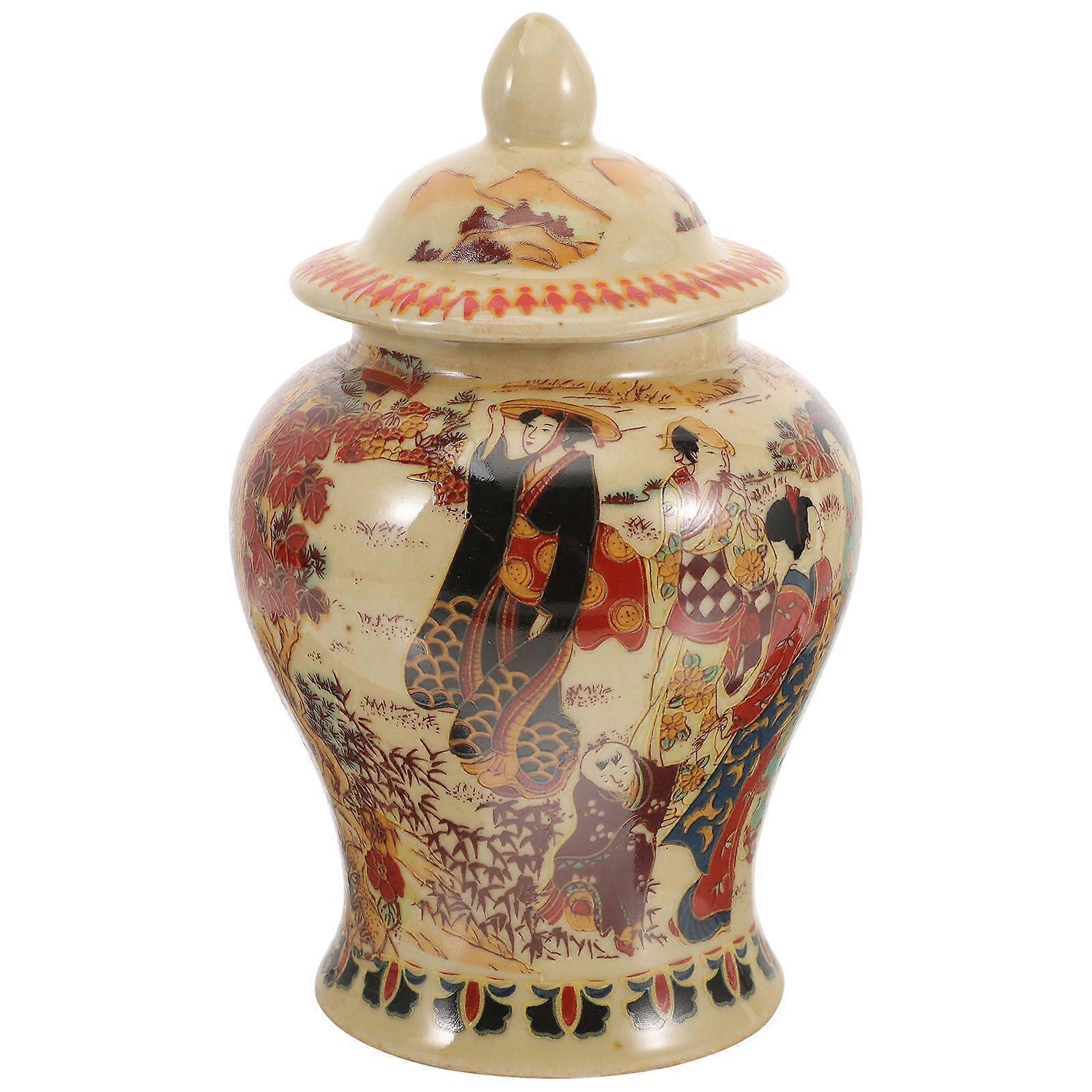 Ceramic Tea Sealed Jar Retro Tea Storage Container Decorative Multi Colored 1Set