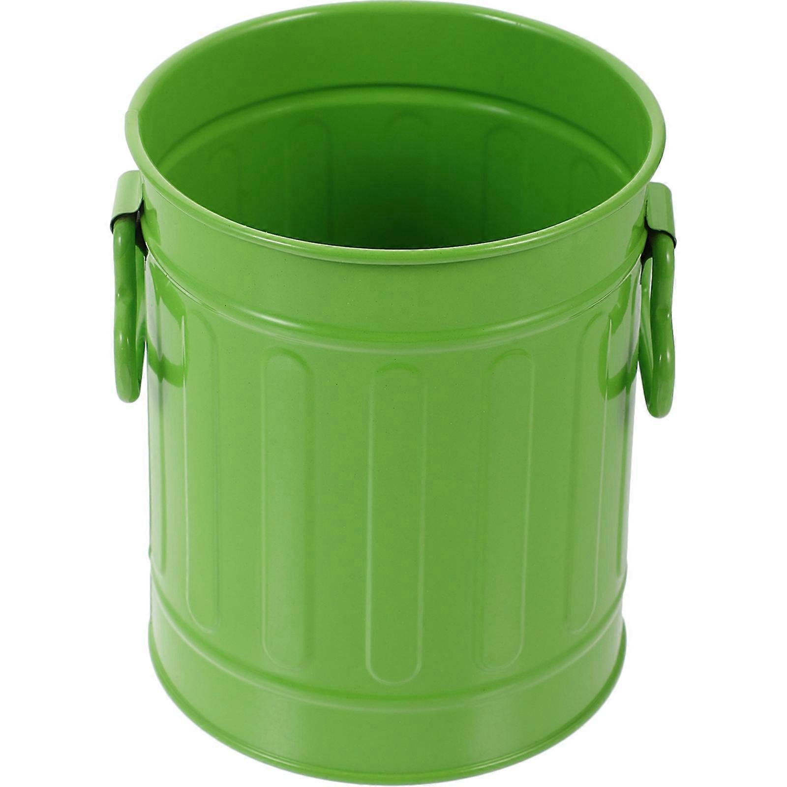 Green Iron Desk Trash Can for Storage 2Pcs Desktop Storage Container