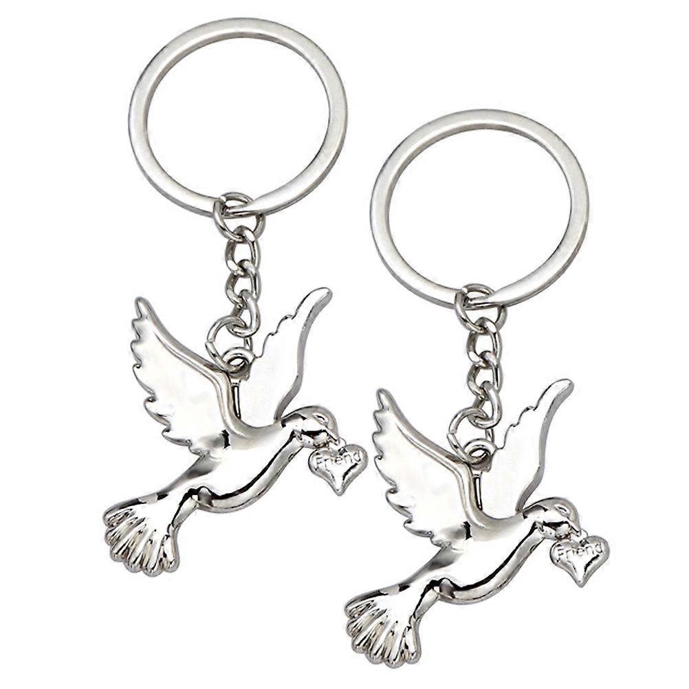 Dove Shaped Keychain Simple Style Zinc Alloy Decorative Key 2Pcs
