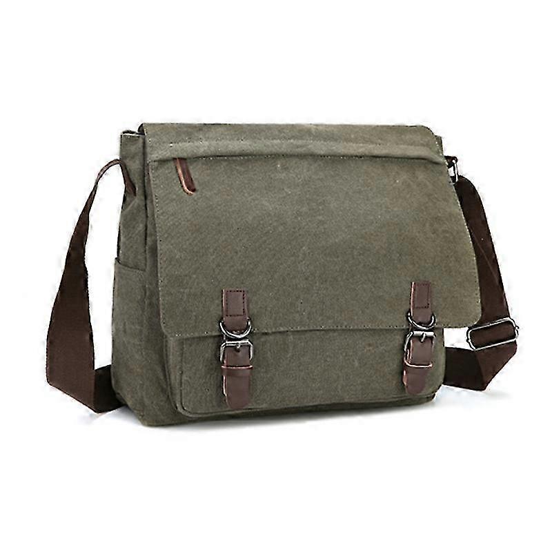 Versatile Canvas Shoulder Messenger Bag Business Computer Bag, Color: Green Large 2025