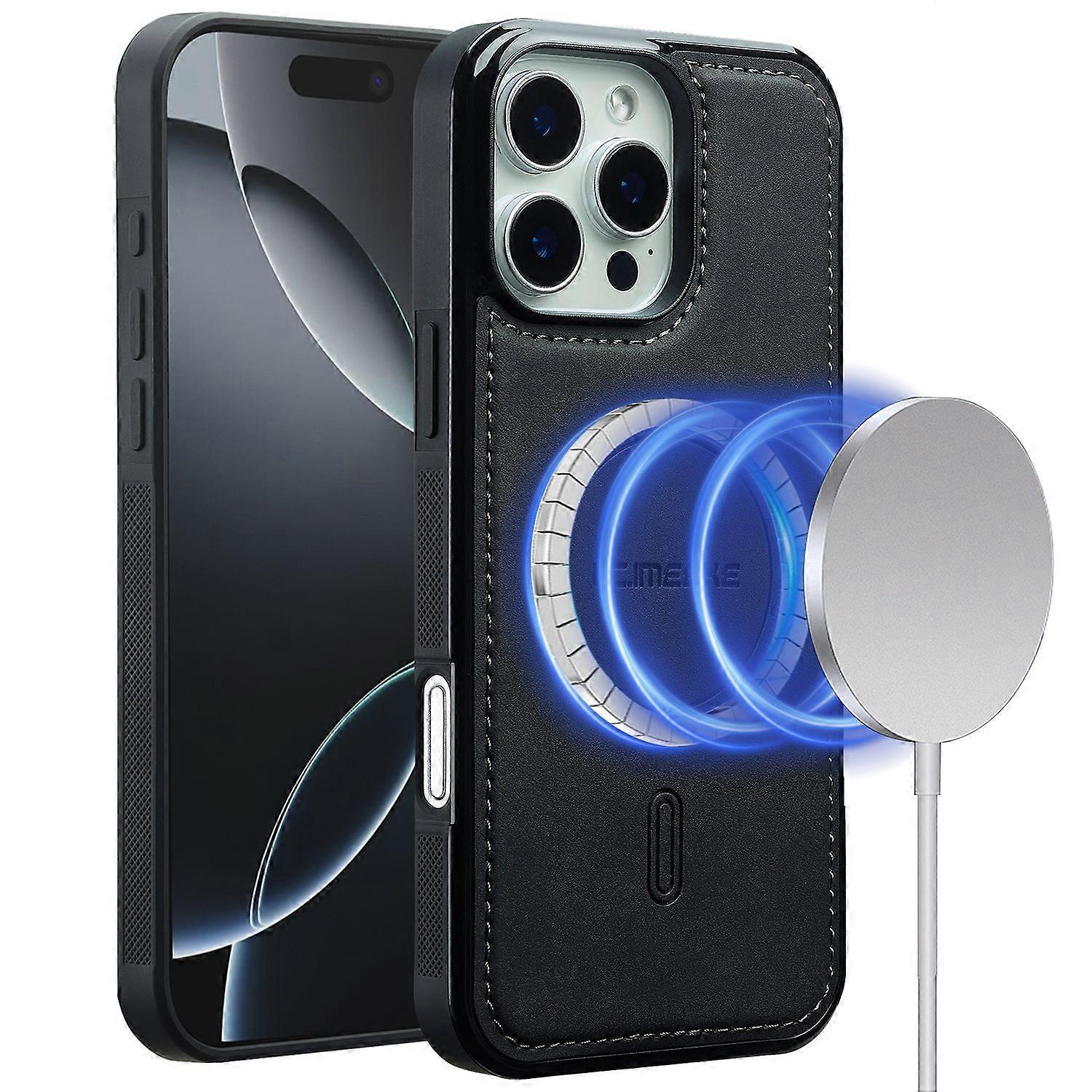 LC.IMEEKE L6 For iPhone 14 Pro Case PU Leather Coated PC TPU Phone Cover Compatible with MagSafe