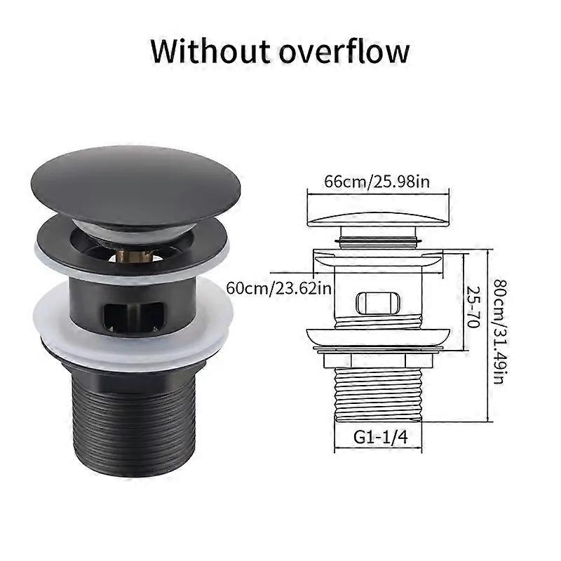 Easy-Clean Pop-Up Sink Drain with Anti-Clog Strainer and Overflow, Durable Push-Button Operation,Multifunctional Wash Basin Core