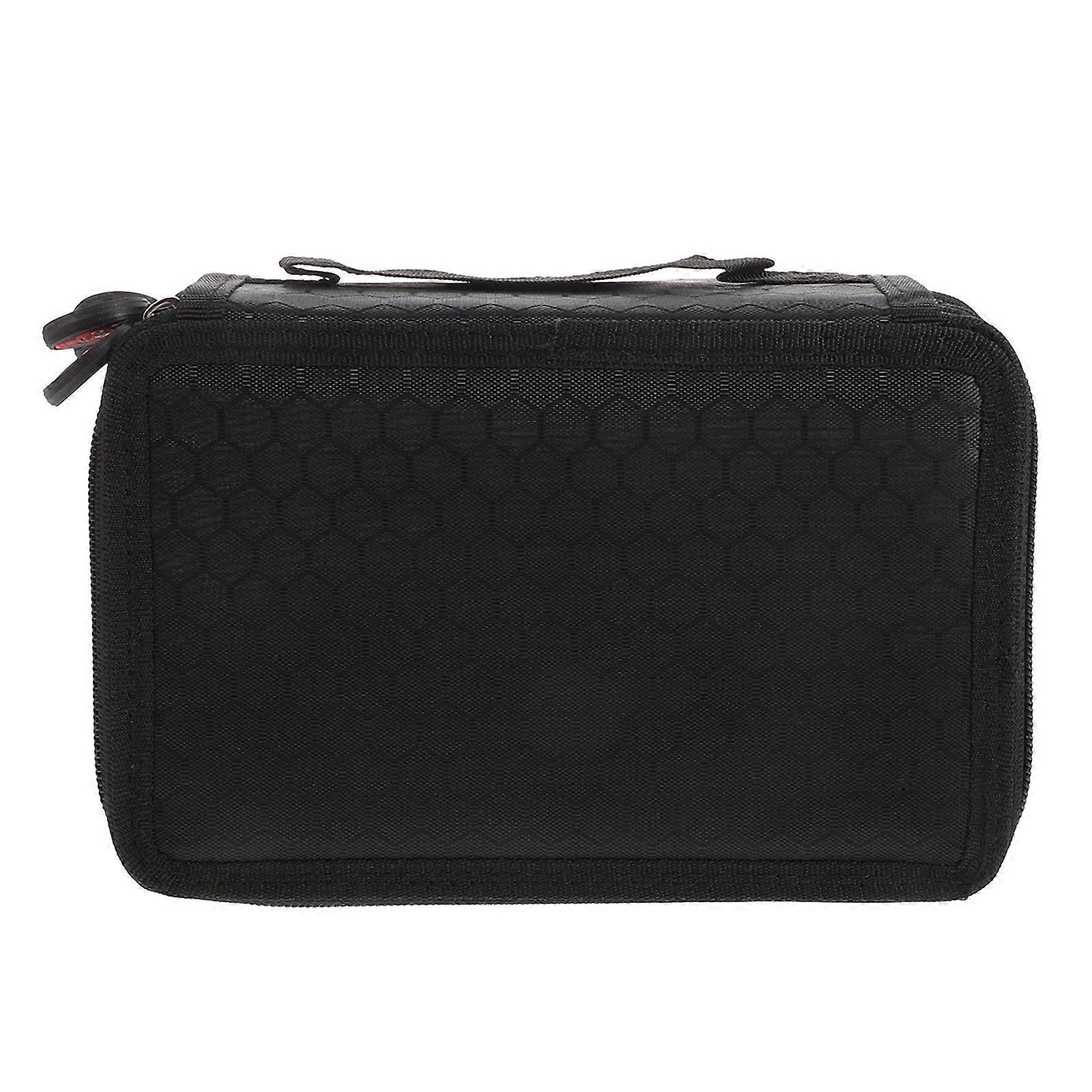 72 Slots Pencil Case Colored for Storage with Multiple Compartments Black