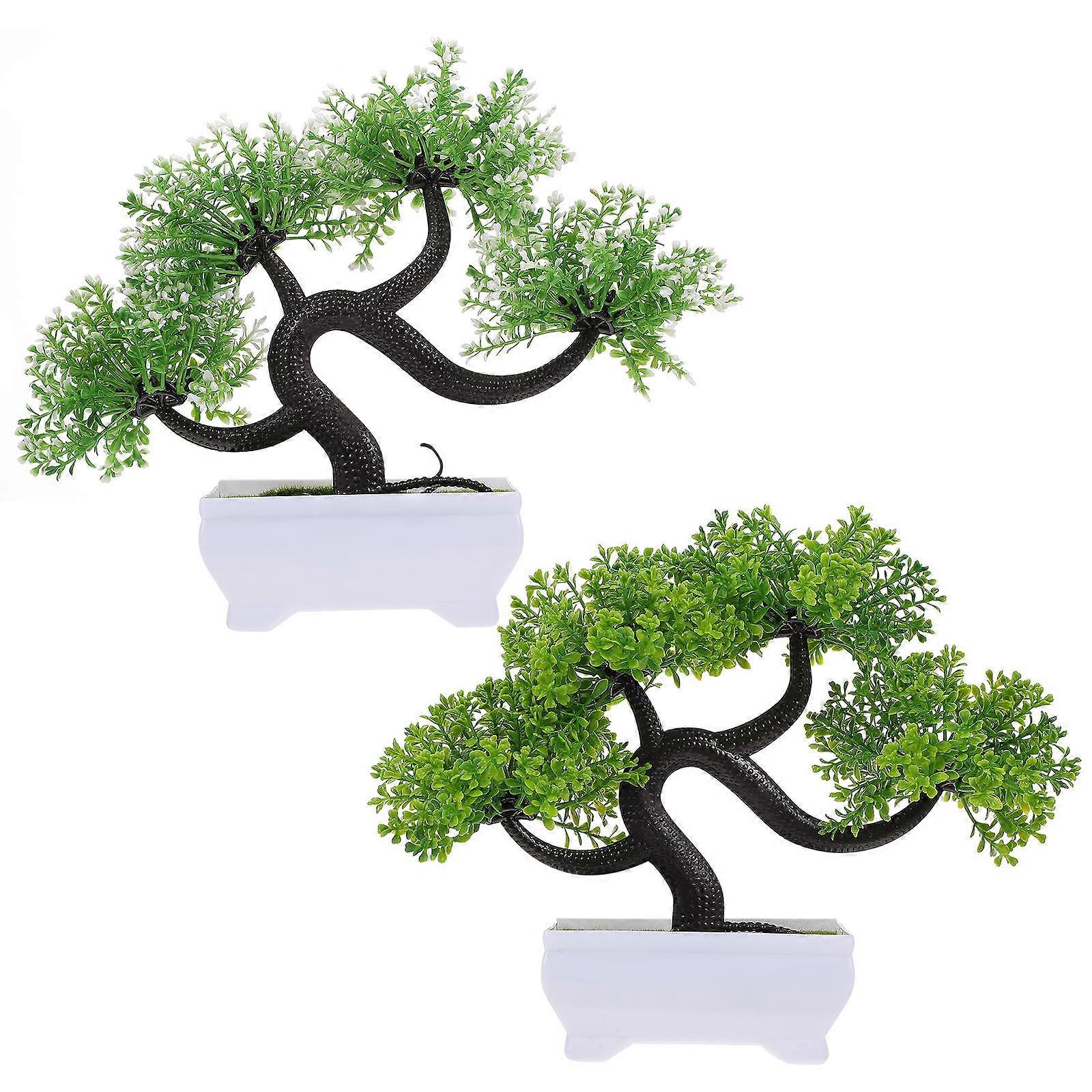 Green Simulation Plant Ornament Artificial Bonsai for Decor 4Pcs