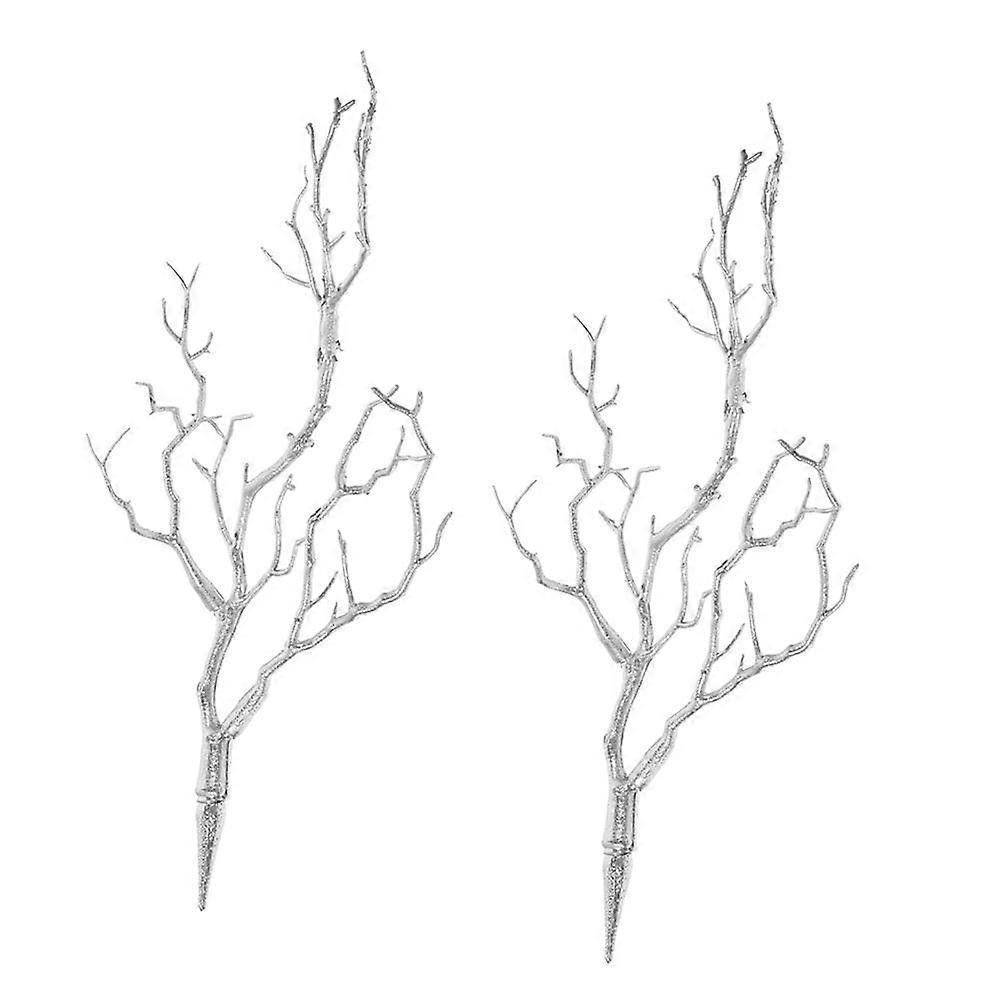 Artificial Plastic Branches Decorative Branches for Decor 6Pcs Silver Set