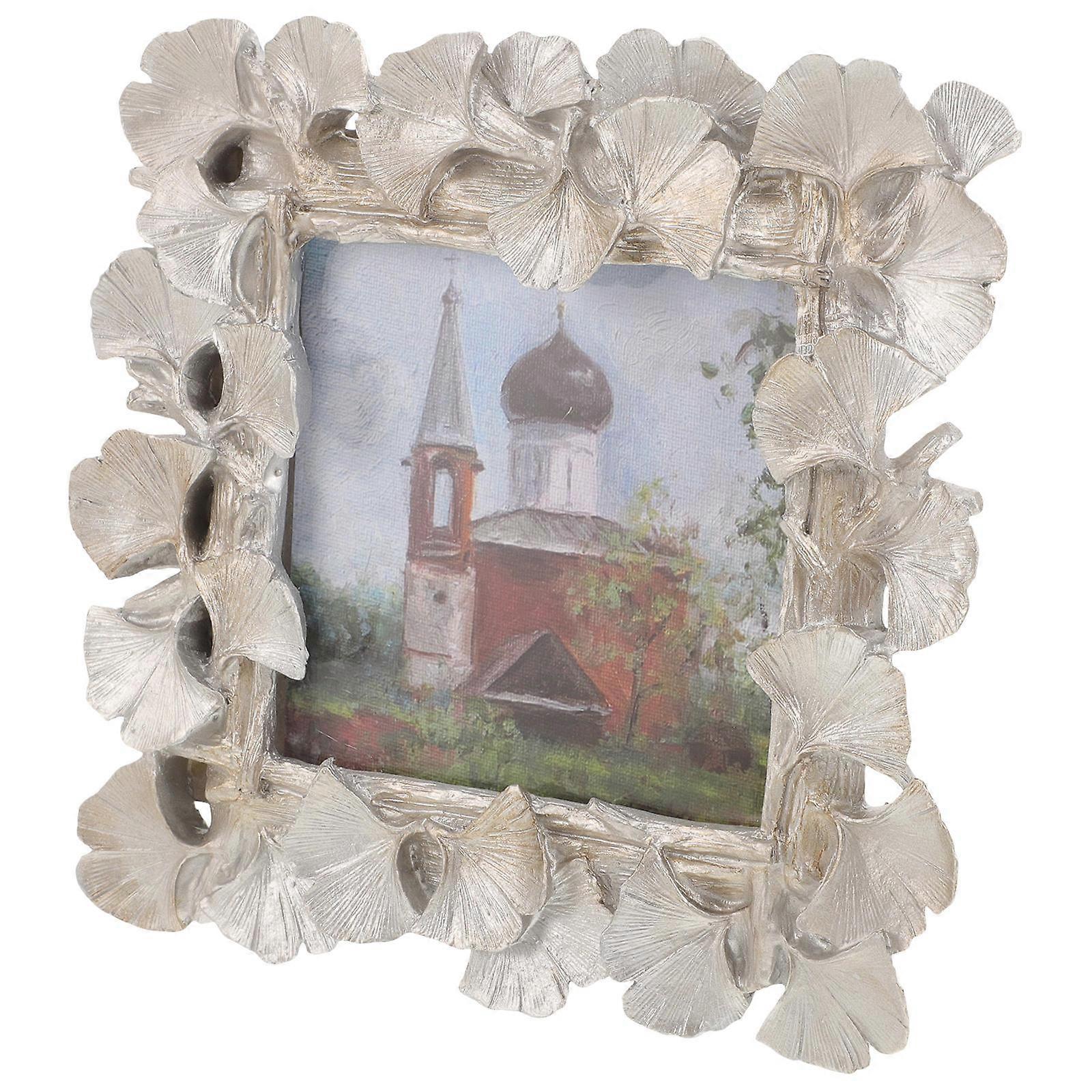 Decorative Ginkgo Leaf Photo Frame for Desktop Silver 3Pcs Picture Frame
