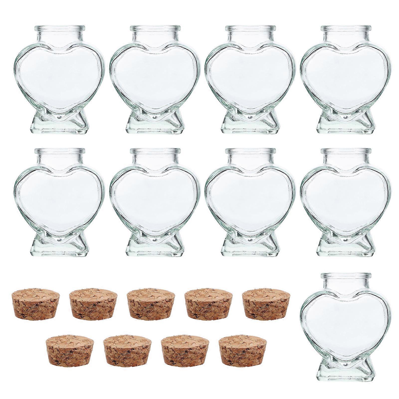 Heart Glass Wishing Bottle for Romantic Proposals 9Pcs Transparent Keepsake Jars