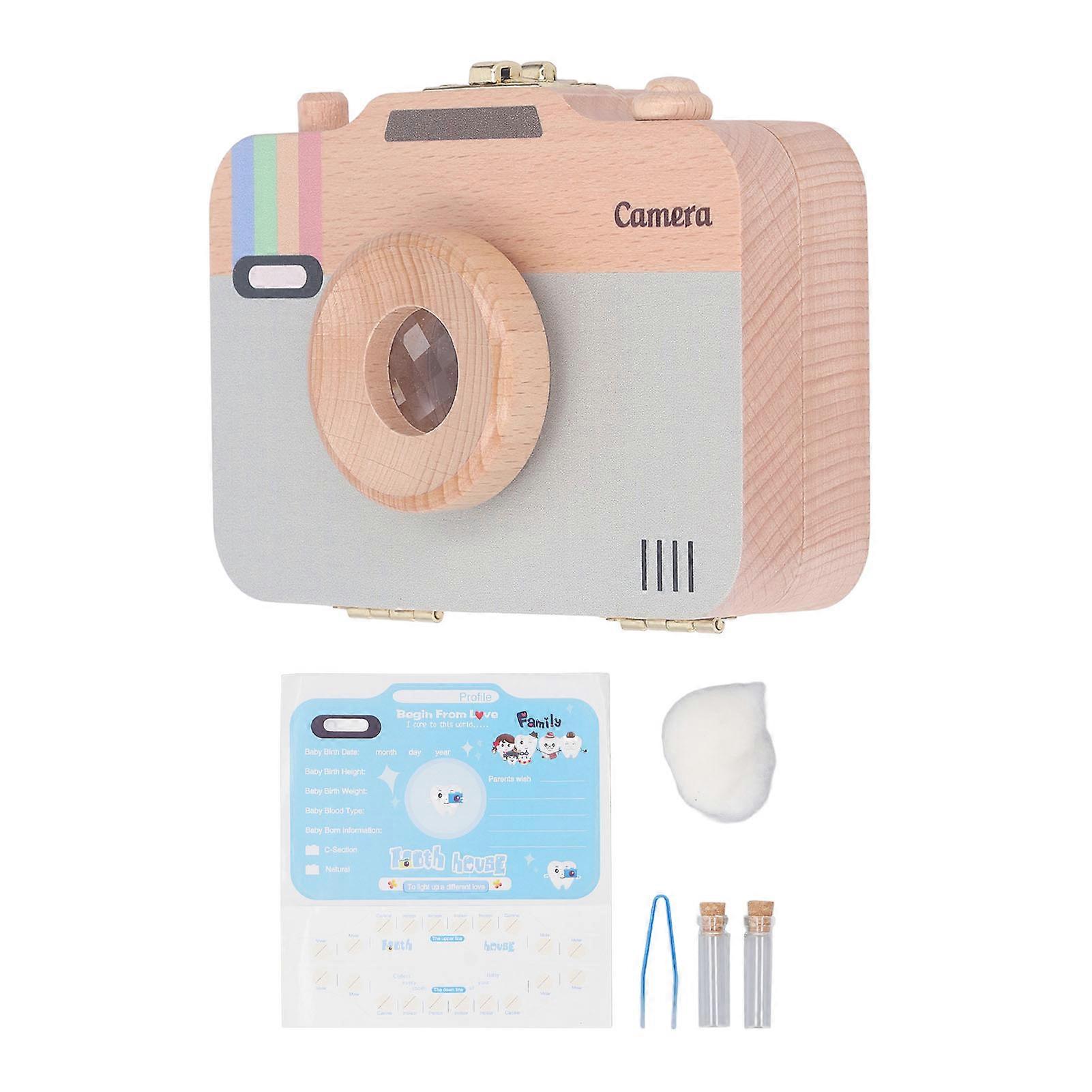 Camera Shaped Baby Tooth Holder with Safety Latch, Kids Tooth Storage Box for Fetal Hair and Baby Tooth Save Type 2