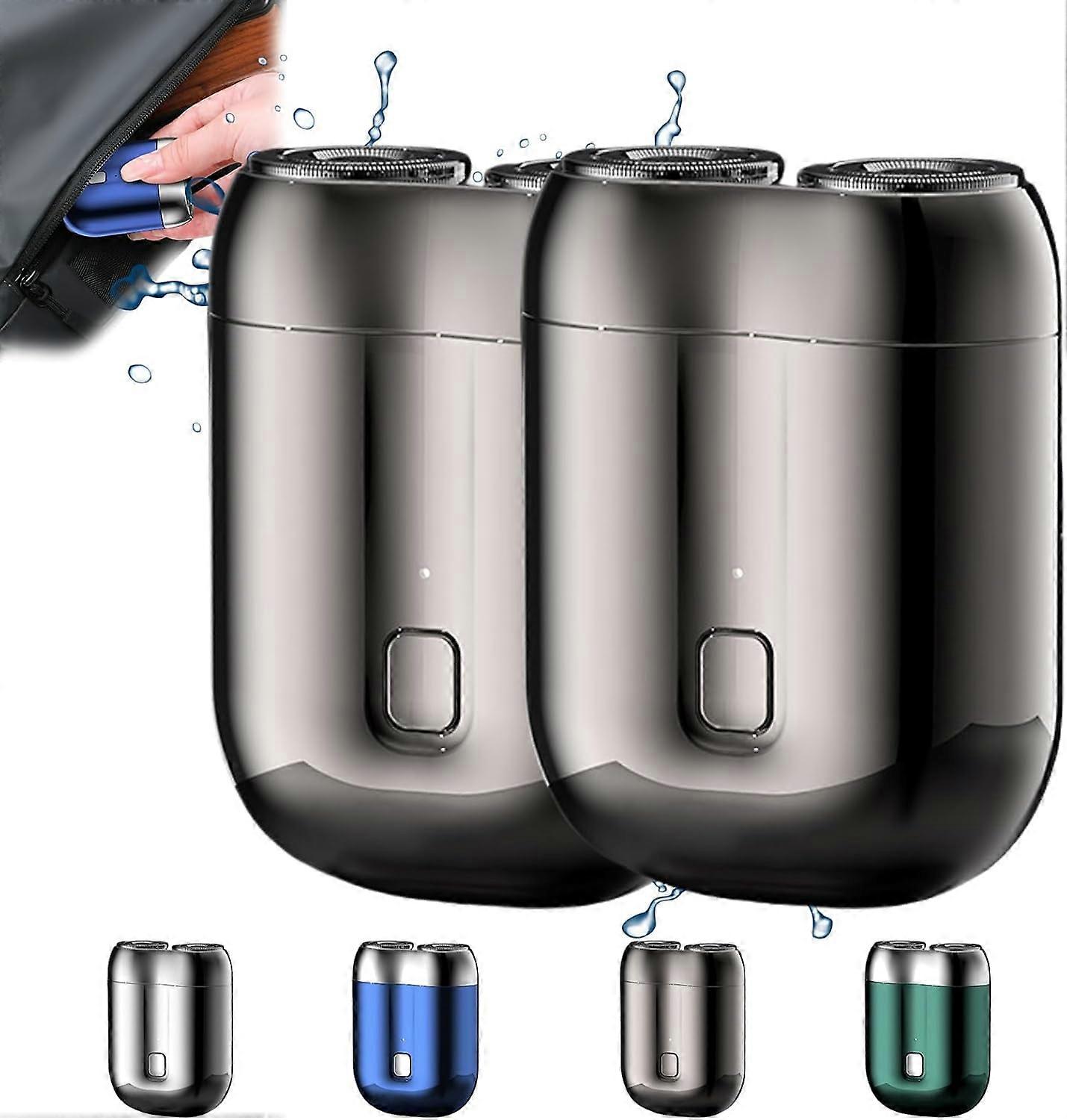 2025 New Mini Dual-Head Electric Shaver, Portable Pocket Size Washable Razor with Double-Ring Magnetic Cutter, Unisex - compatible with travel cases
