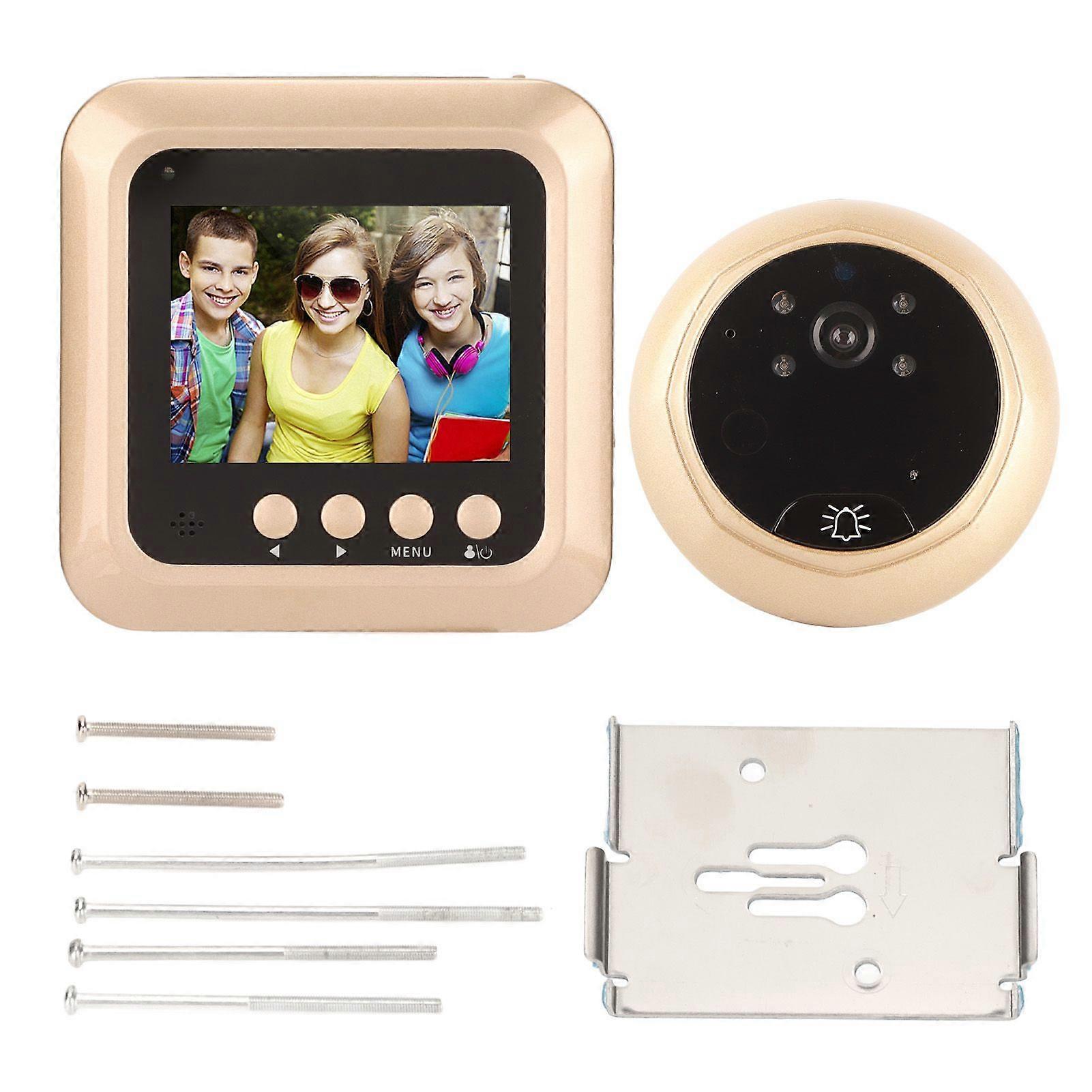 Home Video Doorbell Security Monitoring Door Viewer Smart Electronic Cat Eye Camera 2.4in TFT Gold