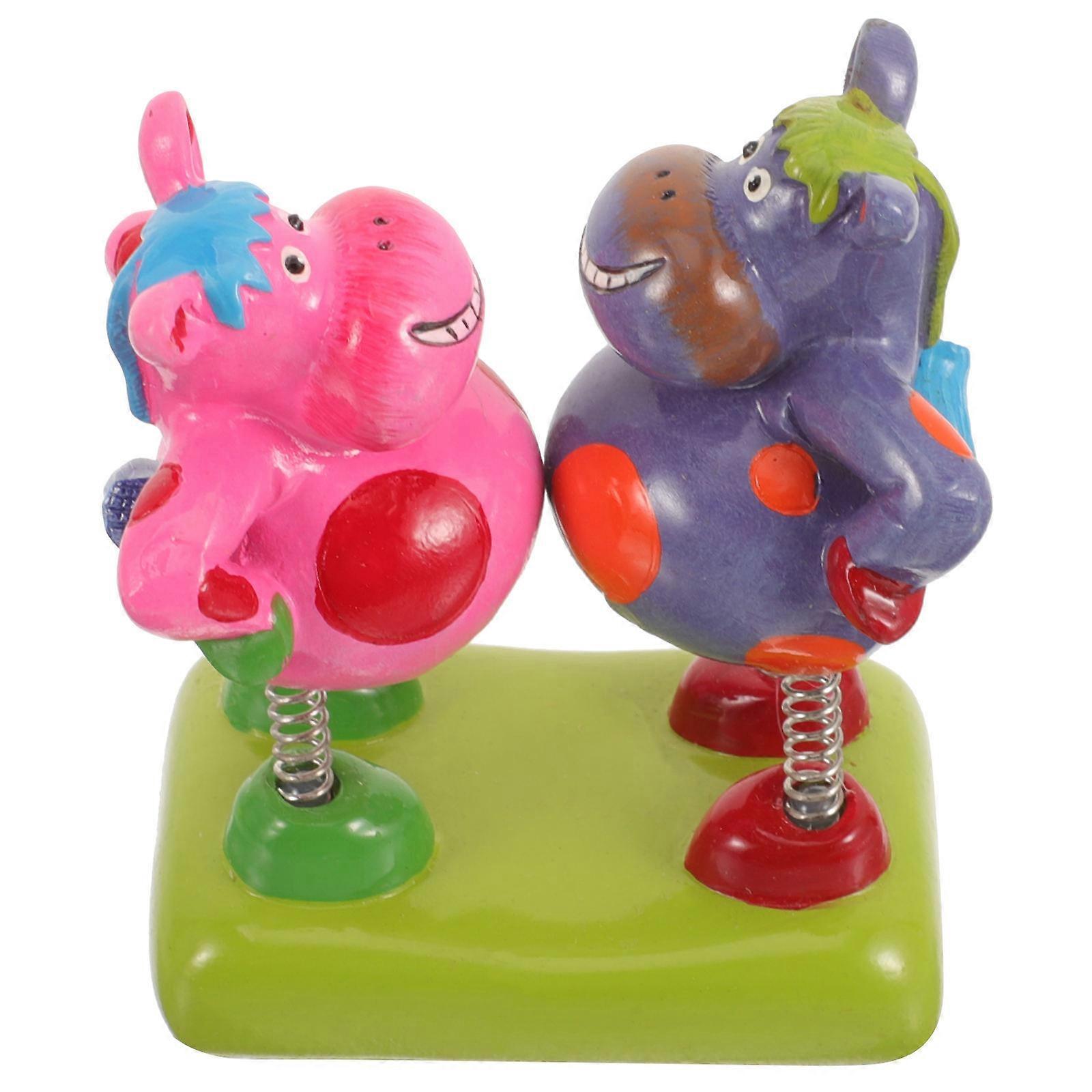 Adorable Cow Spring Toy For Home Decoration Desktop Car Accessory Cow Shape Modern Style 2Pcs