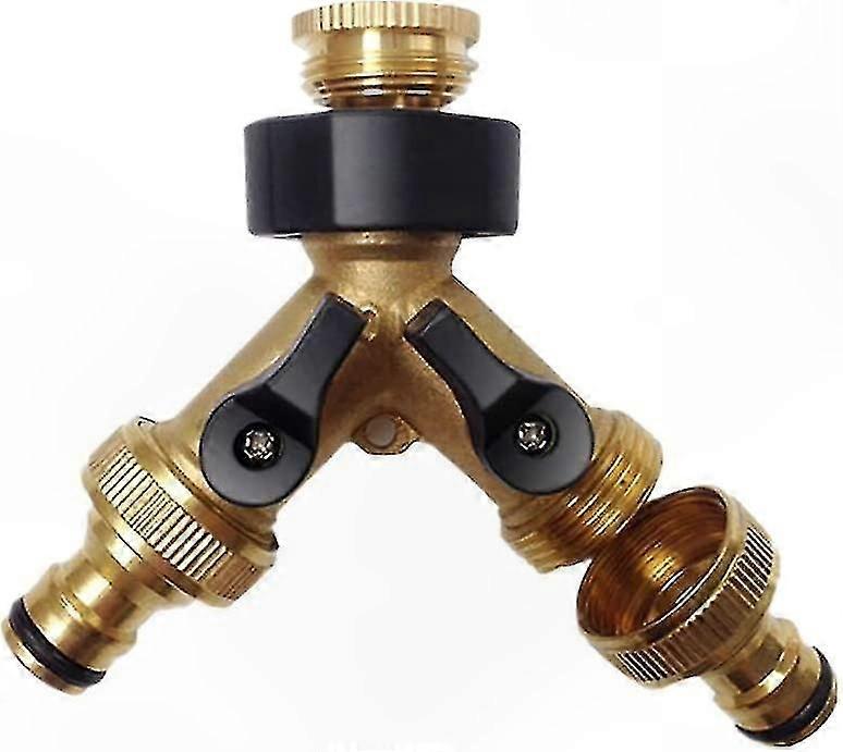 Dual-Port Brass Hose Adapter with Independent Shut-Off Controls for Water Flow Management