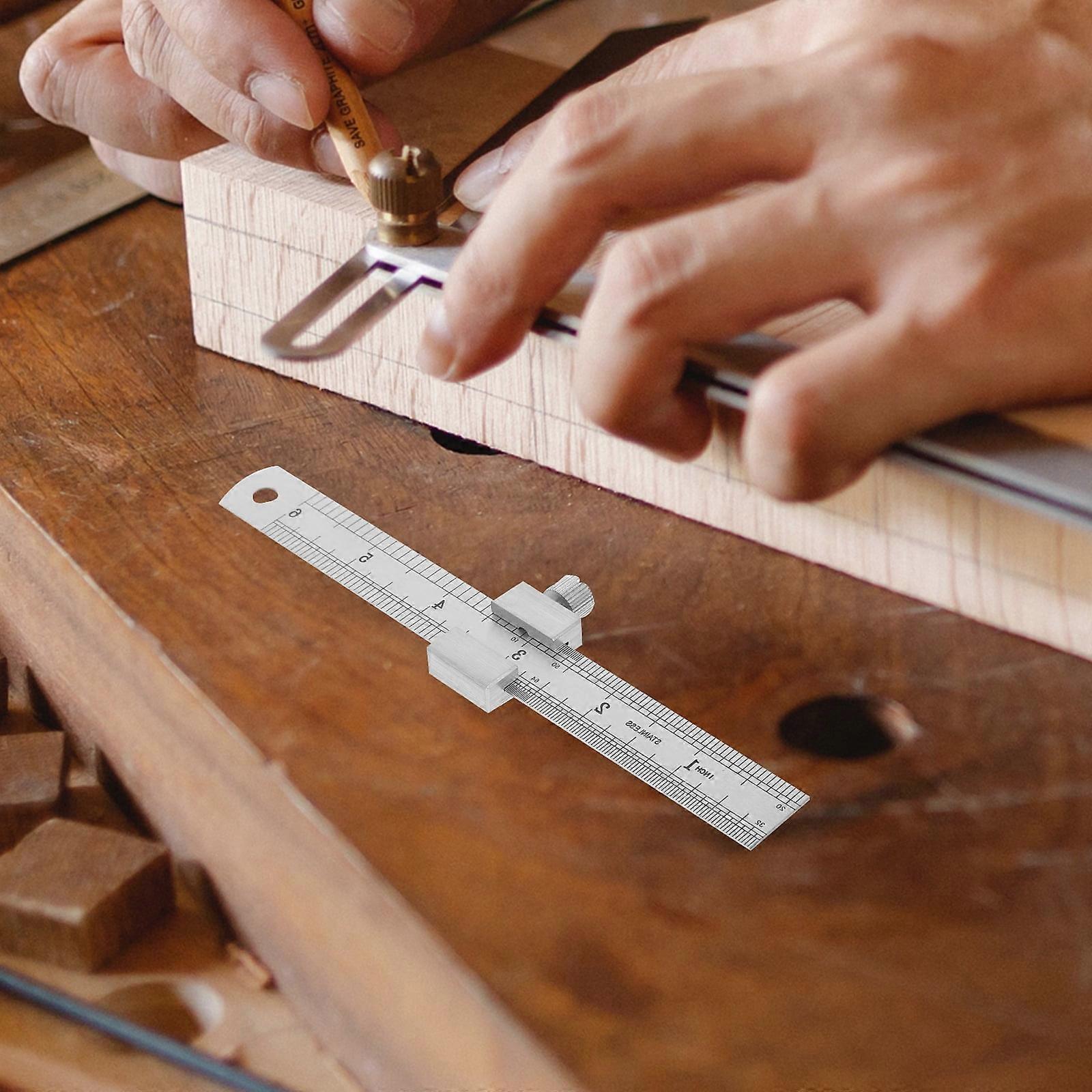 Stainless Steel Ruler Mechanic Tools Ruler with Ruler Stopper Scale Gauge Ruler Measuring Tool