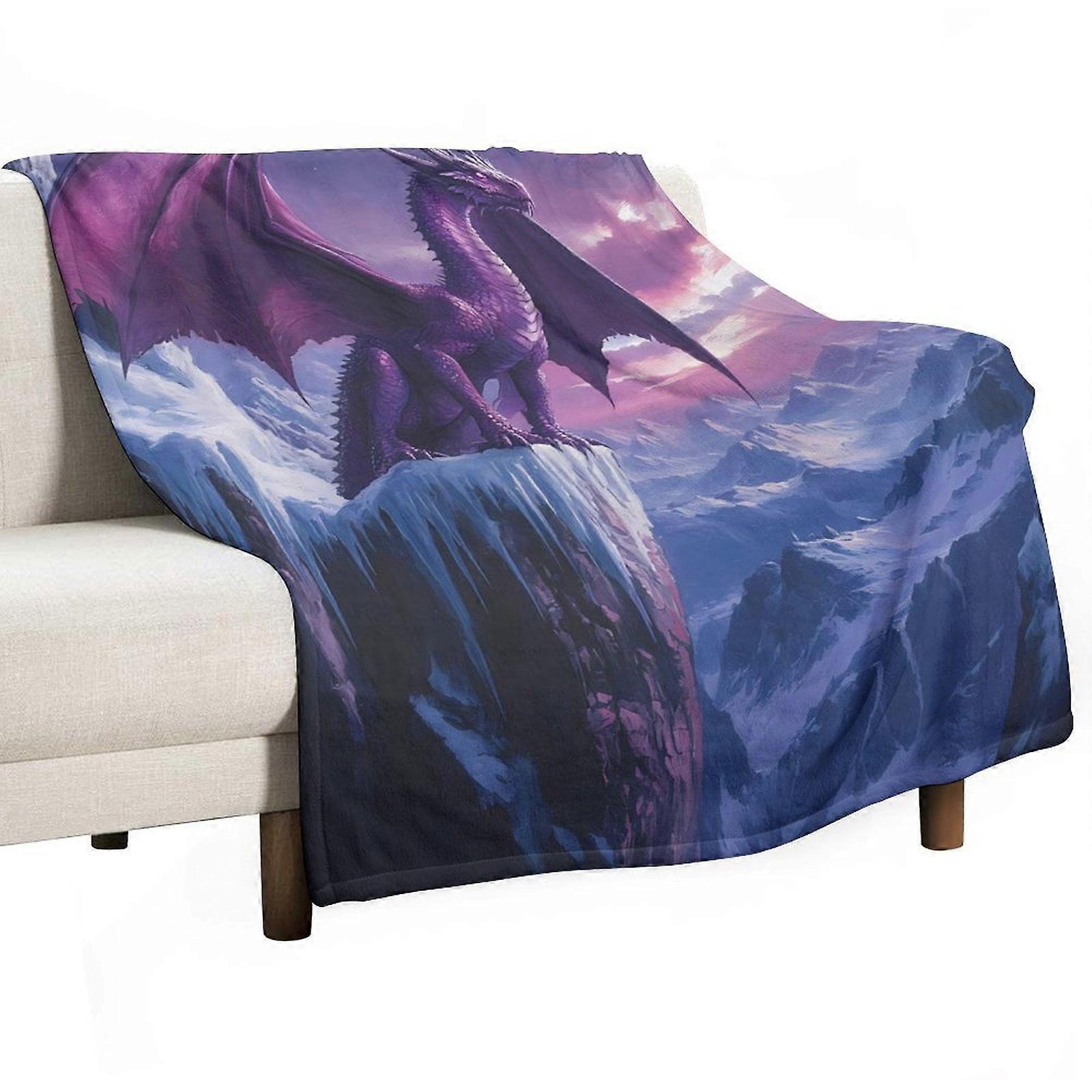 Dragon And Moon Super Soft Blanket Christmas Throw Blanket Flannel Microfiber Blankets for Couch Bed Sofa Fluffy and Warm 60"x80"
