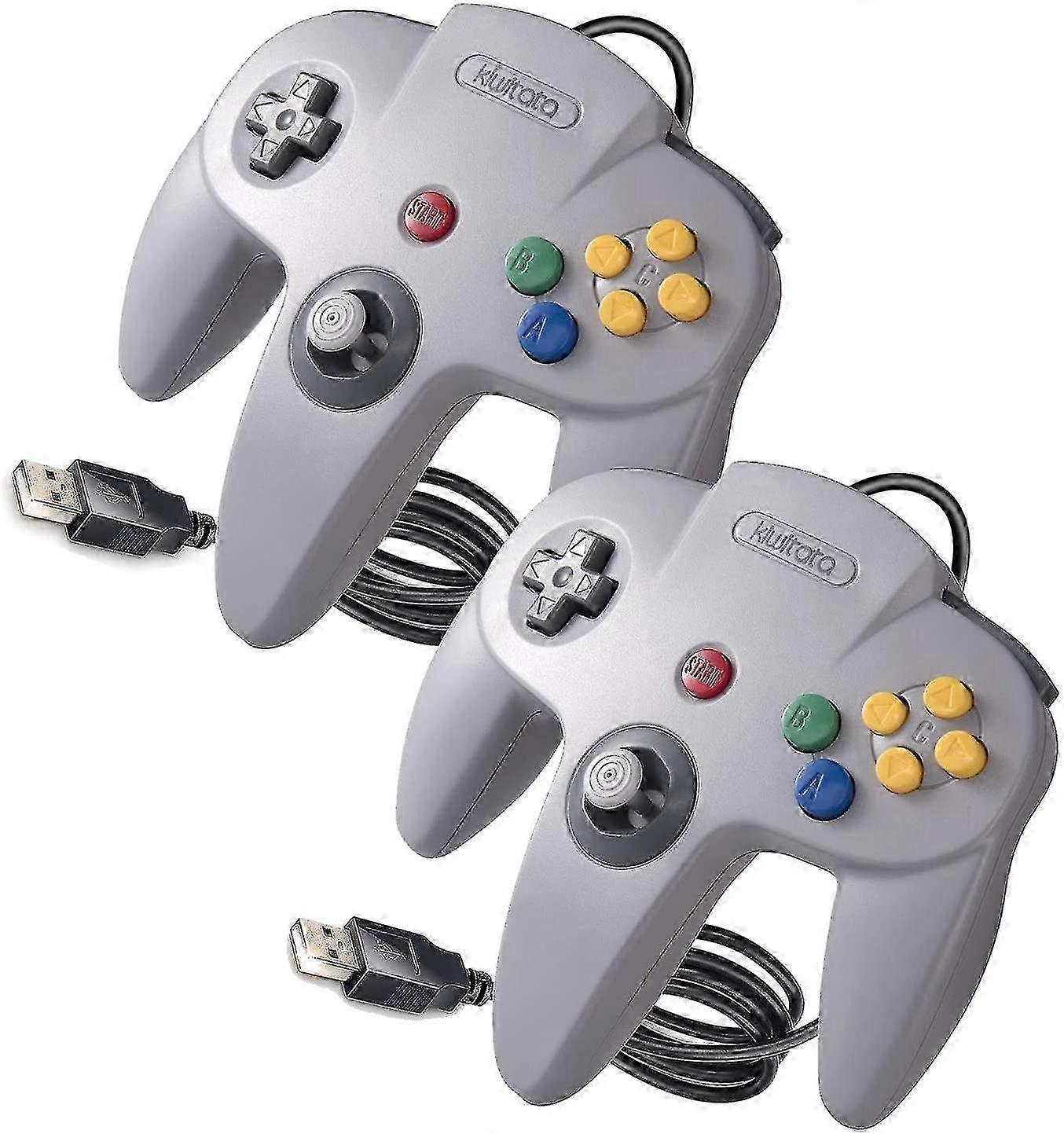 Classic N64 Usb Controller, Retro N64 Bit Wired Pc Controller Gamepad For Windows Pc Mac Linux Retropie Gray 25-26
