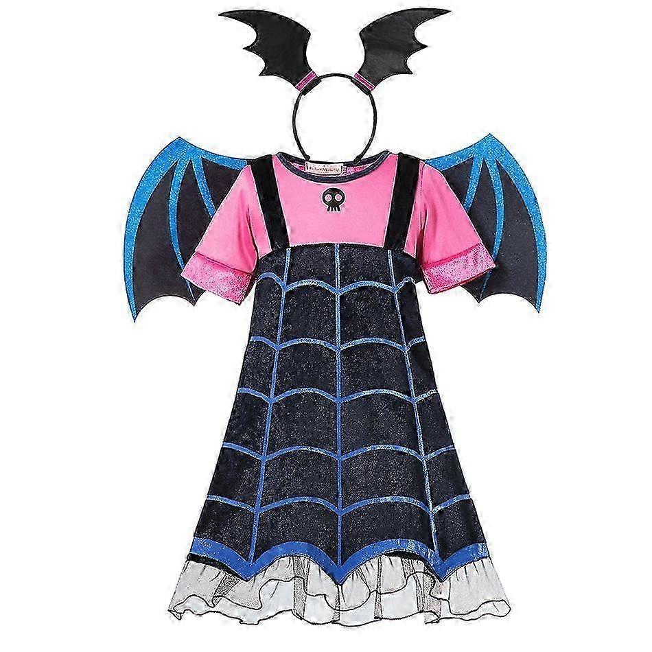 Disfraz De Vampiro Reina Para Niña Con Vestido, Colmillos Brillantes Y Pegatinas Fluorescentes – Perfecto Para Halloween Y Fiestas De Cosplay (Tallas S, M, L)
