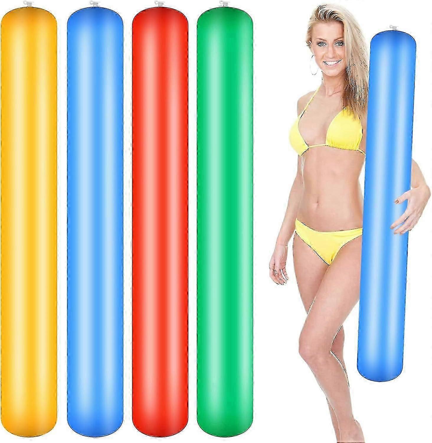 4Pcs 105cm Pool Inflatable Sticks, Blow up Pool Noodle, Colorful PVC Outdoor Water Games Toy for Adults Summer Swimming Pool Beach_i*
