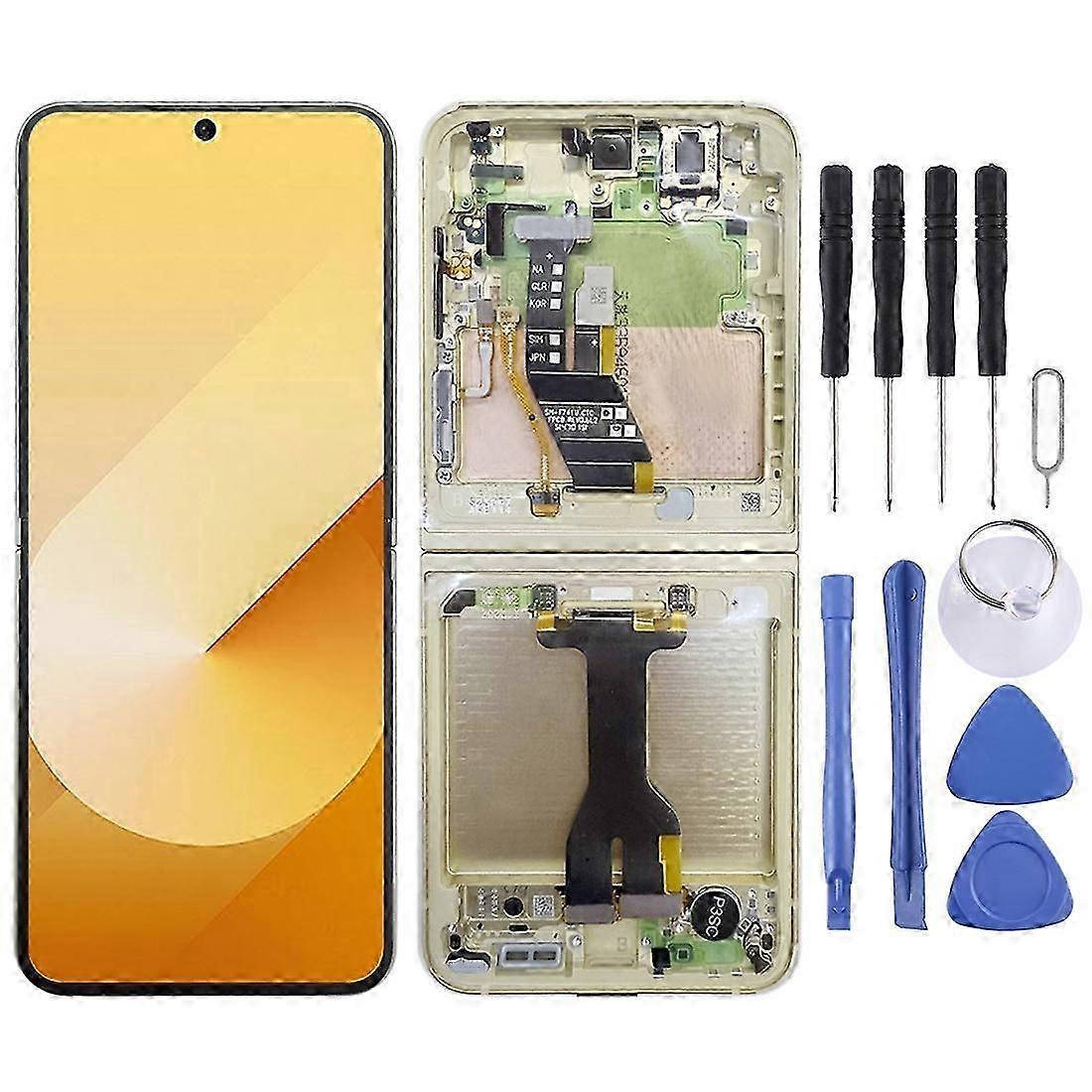 For Samsung Galaxy Z Flip6 SM-F741B COMPATIBLE LCD Screen Digitizer Full Assembly with Frame (Yellow)