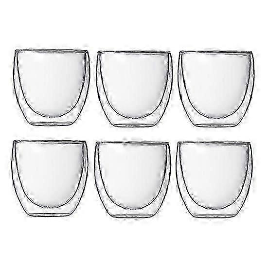 6st 80 ml 2,7 oz glas dubbelväggig värmeisolerad tumlare espressokopp