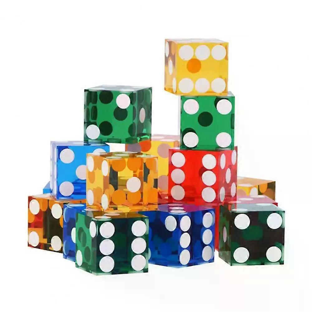 5Pcs Colorful Transparent Dice Toy 19mm Acrylic Dice Six Sided Bar Entertainment Dice Party Club Leisure Game Dice Props