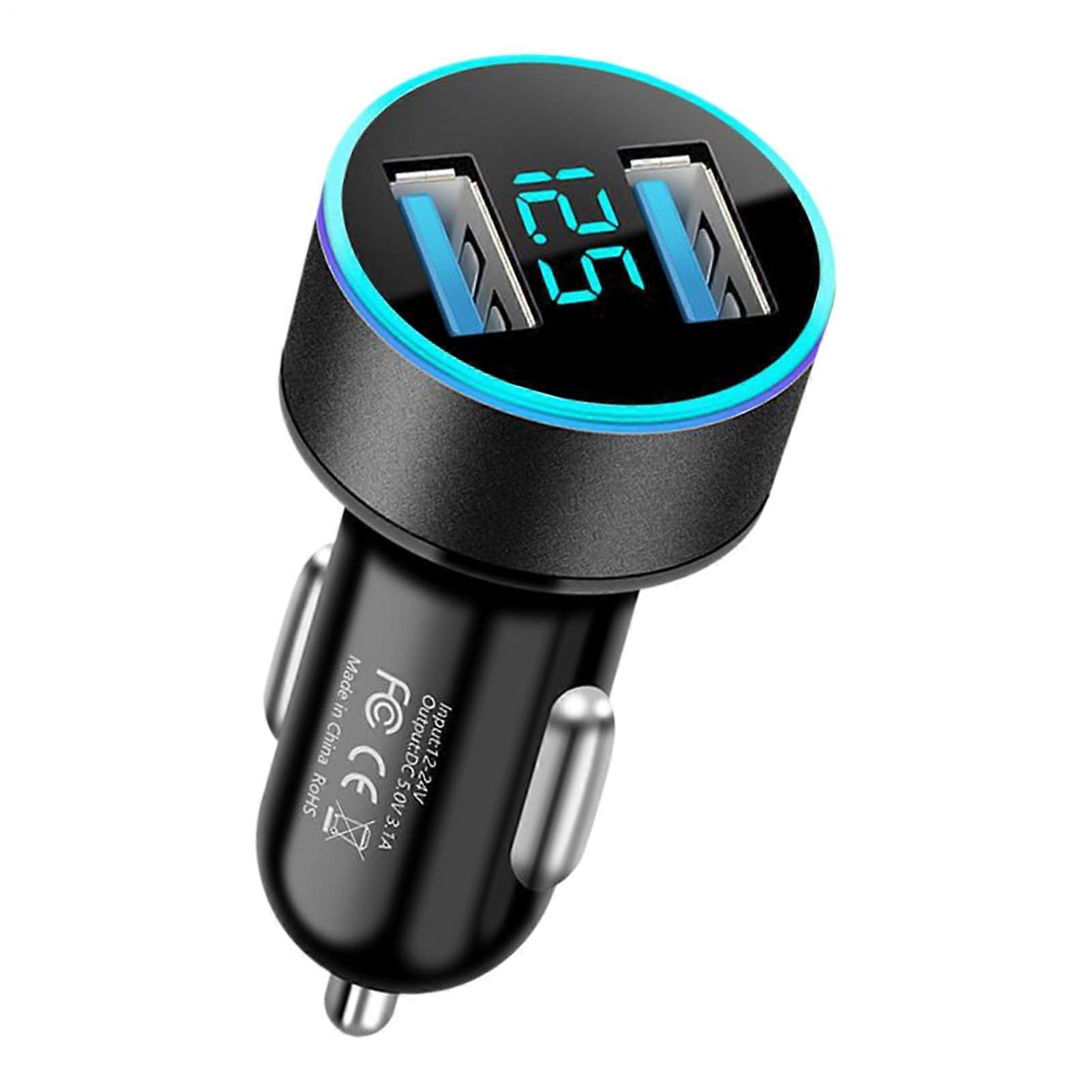 Car Charger USB C 2Port With Smart Digital Display And Overheat Protection For LongDistance Driving Road Trips