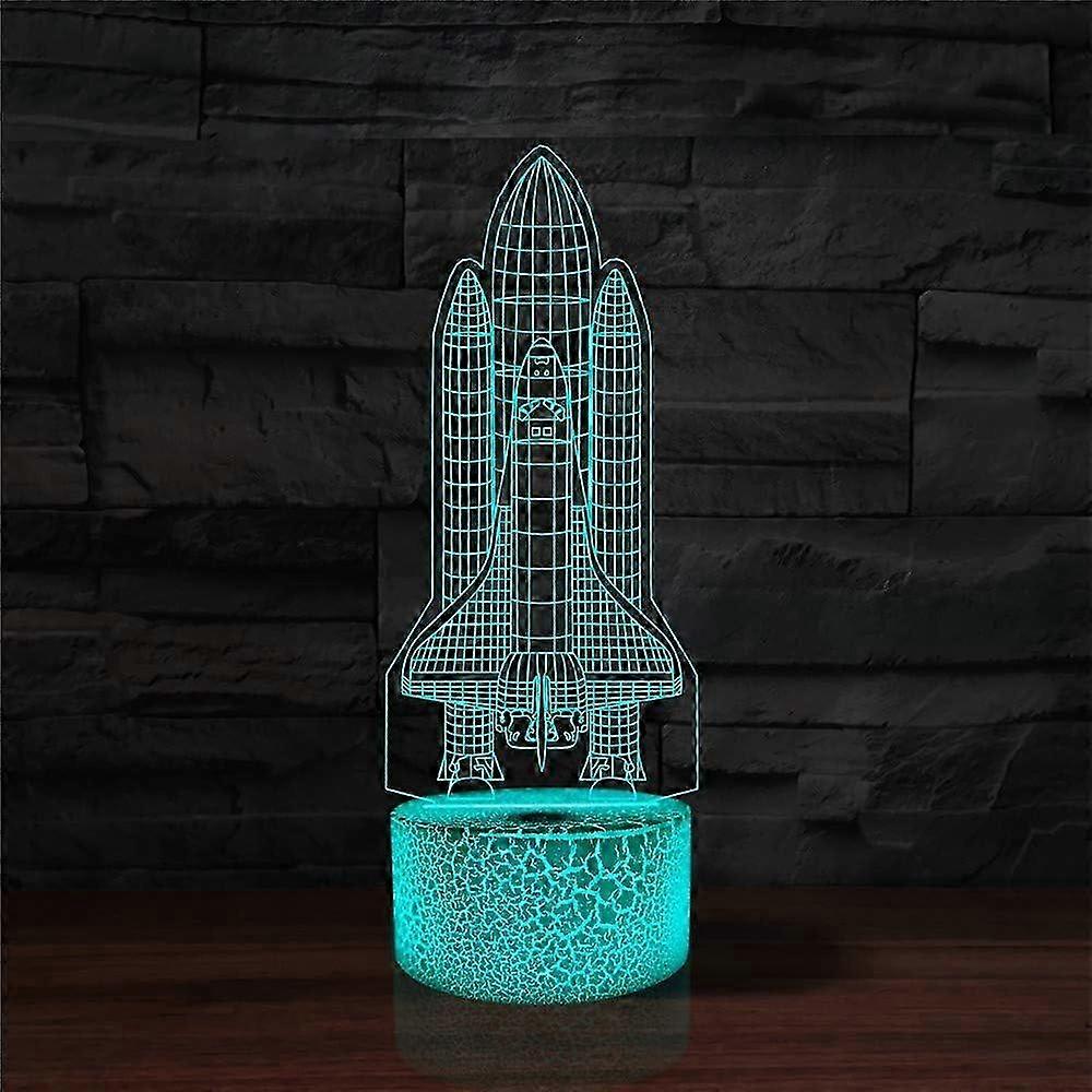 Rocket Night Light 3D Illusion Lamp LED Space Shuttle Nightlight 7 Color Change Touch Sensor 25-26s