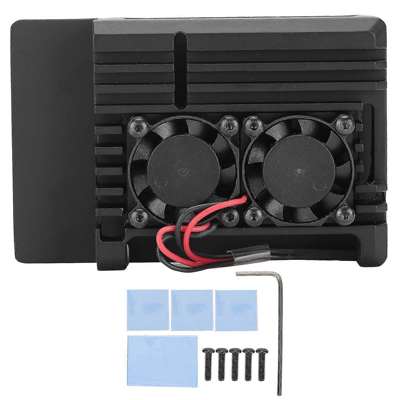 Aluminum Alloy Case for Raspberry Pi 4B with Dual Cooling Fan Compatible for Pi2b 3b 3b 4B 25-26s