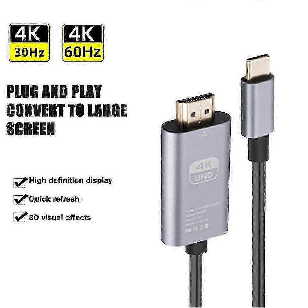 USB C to HDMI Cable 4K 60Hz High Speed Adapter with Dual 30/60Hz Mode Support