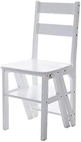 Wooden Stool Folding Backrest Chair, SpaceSaving Portable Indoor LadderClimbing DualUse Stool