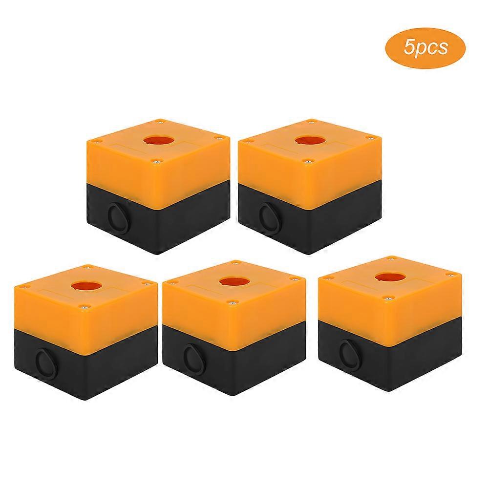 5Pcs Emergency Stop Box Control Switch Button Waterproof Junction Box Yellow 22mm BX1‑22