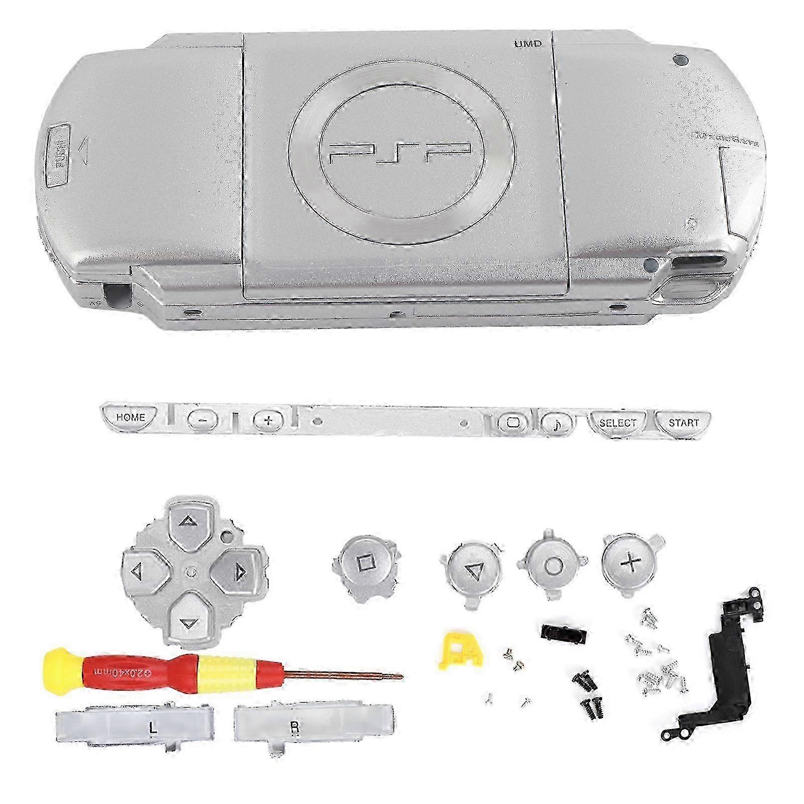 Replacement ABS Material Host Game Console Shell with Screwdriver for PSP1000 Console Silver