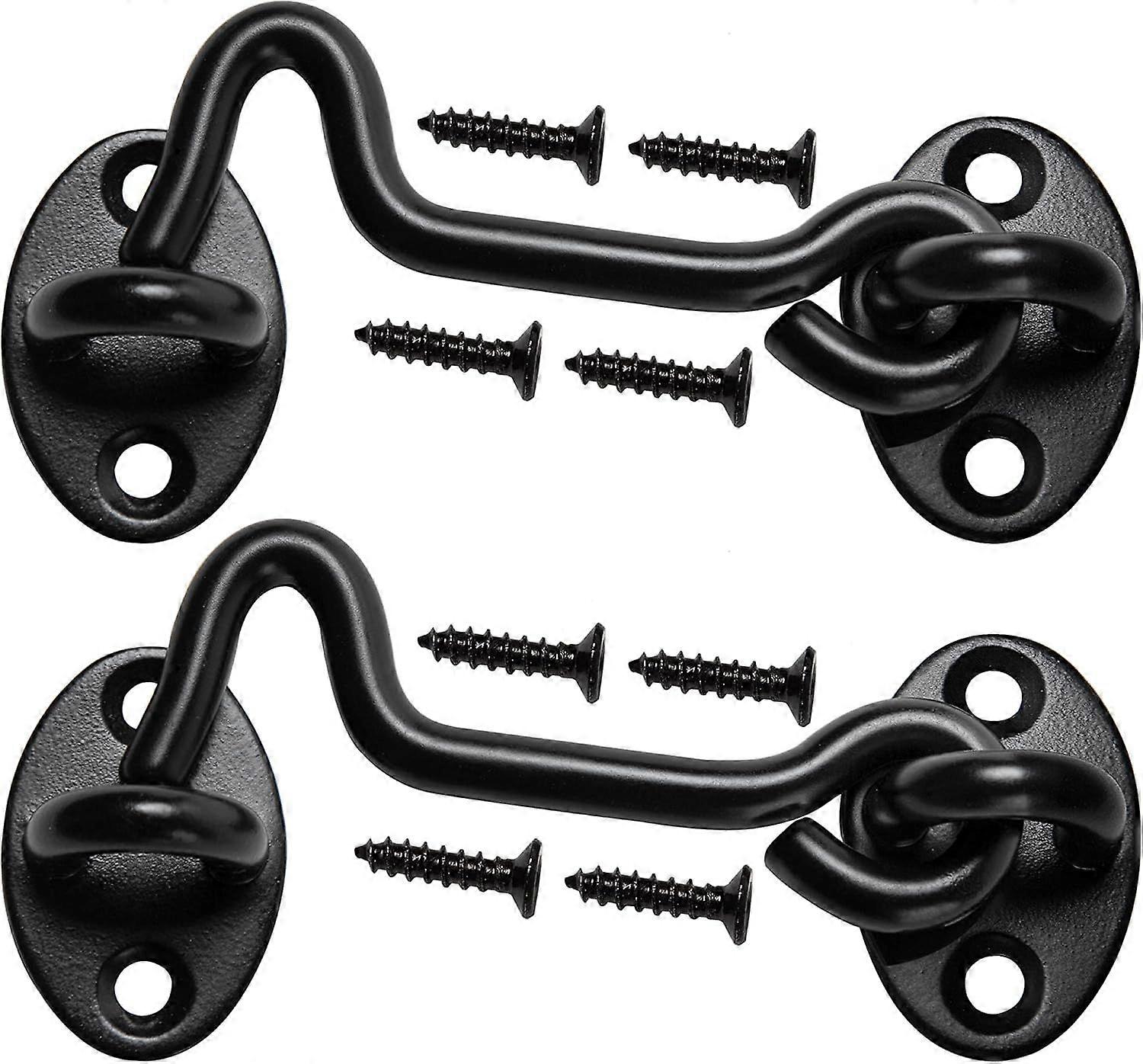 Barn Door Latch Lock Hardware (2 Pack) - Rust-Resistant Eye Hook Latch