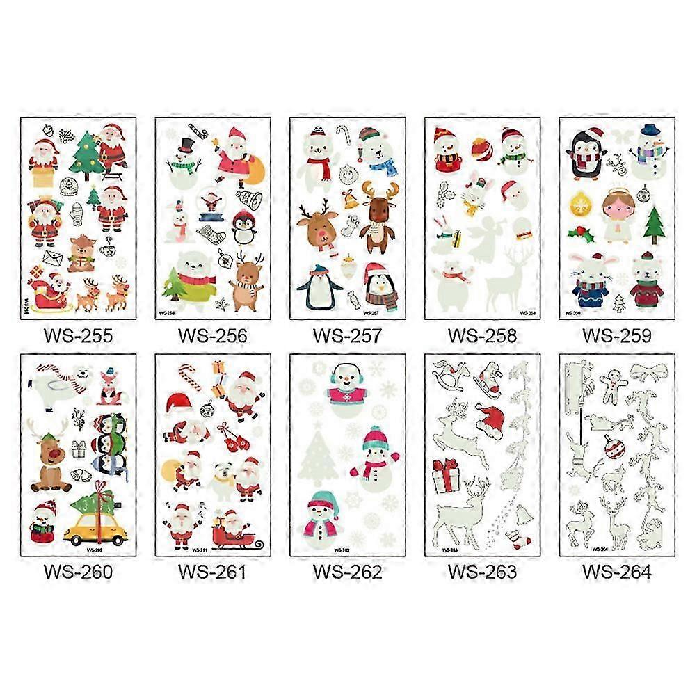 Kerstversiering Waterdichte Kerstmis Lichtgevende Tattoo Stickers voor Kinderen Kerst Tattoo