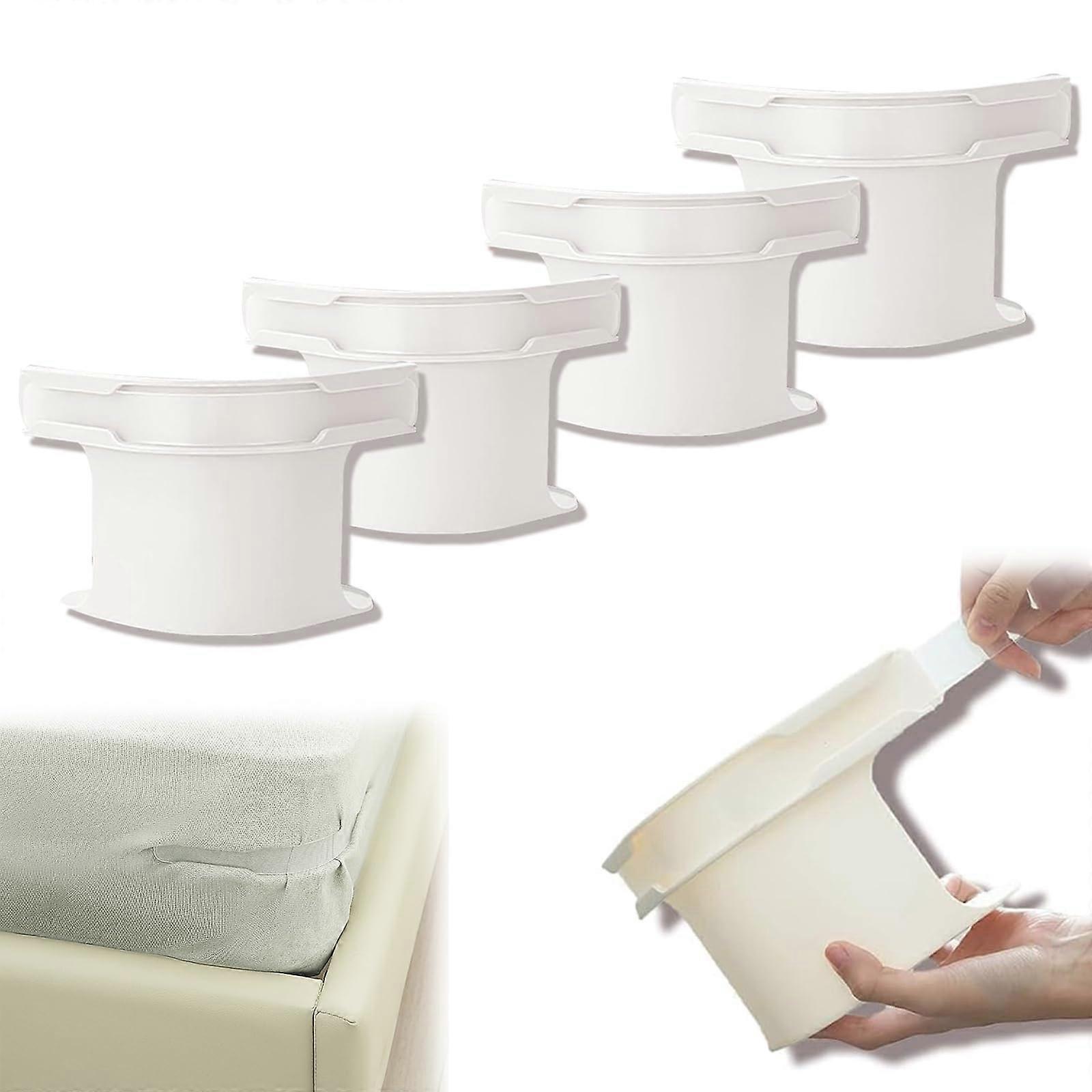 Bed Sheet Holder With Lock Strips Set Of 4 NonSlip Removable Corner Holders For Fitted Sheets Mattress Protectors White
