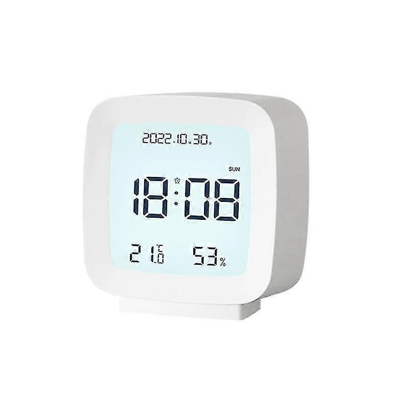 Desk Alarm Clock Sound Control Simple Button Soft Backlight Minimalistic Compact Time Display Portab