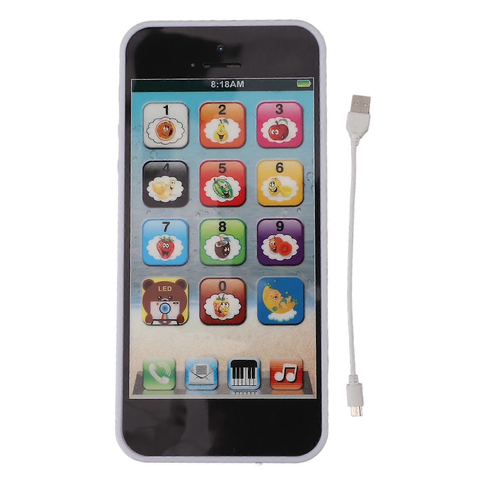 Kids Toy Smartphone With Music Player Colorful LED Lighting 8 Modes Fake Cell Phone Touchscreen