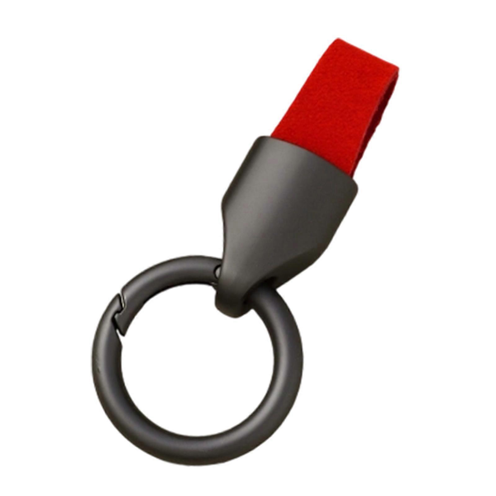 Scratch Resistant Zinc Alloy Key Ring With Leather Surfaces Keyring Accessory For Enhanced Grip Control  Red
