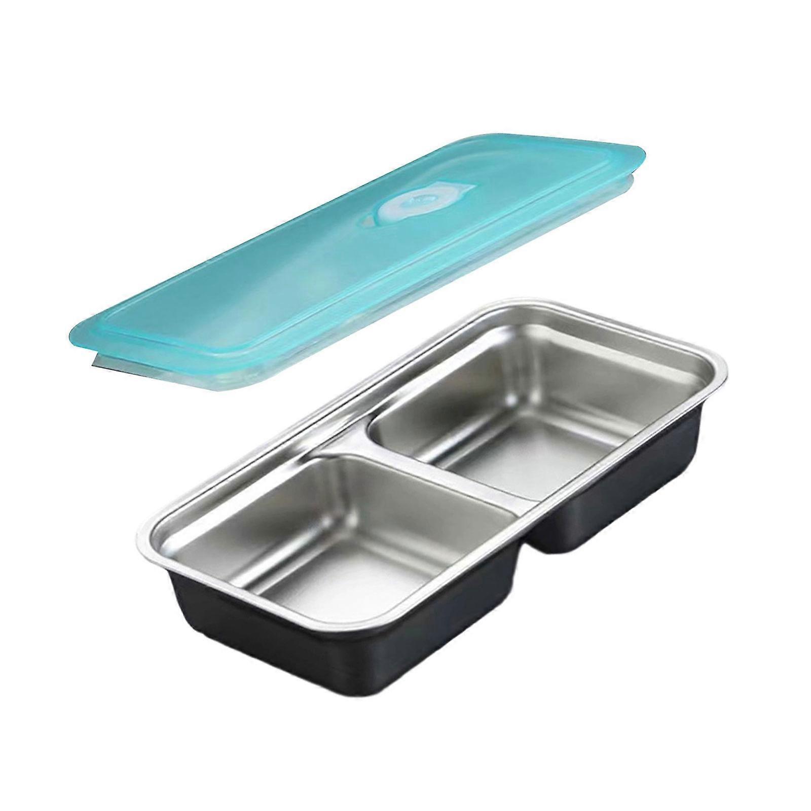 Double Compartment Food Container Rustproof  Box Outdoor  Silver