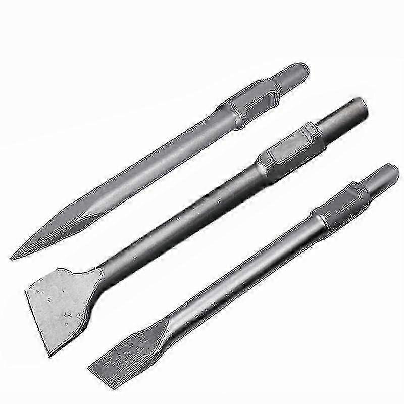 Replacement Chisel Flat And Pointed Chisel In A Set (30*410mm, Suitable For Demolition Hammer With Sds Hex Hex Socket)